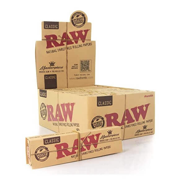 RAW Masterpiece Rolling Papers & Tips | King Size Slim | 24 Count Display product image